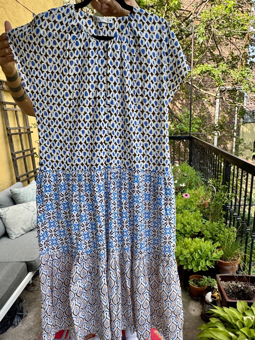 Zara Block Print  cotton maxi dress